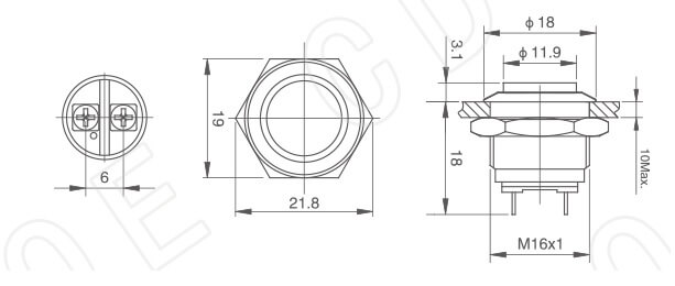 16MM METAL BUTON ÇIKIK PASLANMAZ (PIN) CD40SJ - Afem Elektronik