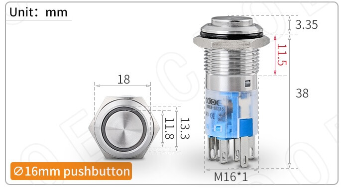 16MM METAL BUTON PASLANMAZ 1NO/1NC CD34-1S - Afem Elektronik