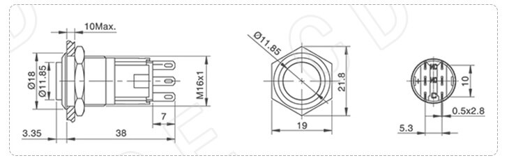 16MM METAL KALICI PASLANMAZ LEDSİZ CD64S - Afem Elektronik