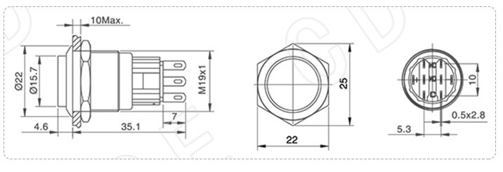 19MM METAL KALICI PASLANMAZ 1NO/1NC CD65S - Afem Elektronik