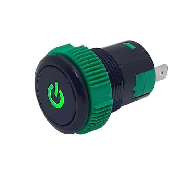 19MM PLASTİK LEDLİ KALICI BUTON 12V 20A (POWER LOGOLU)