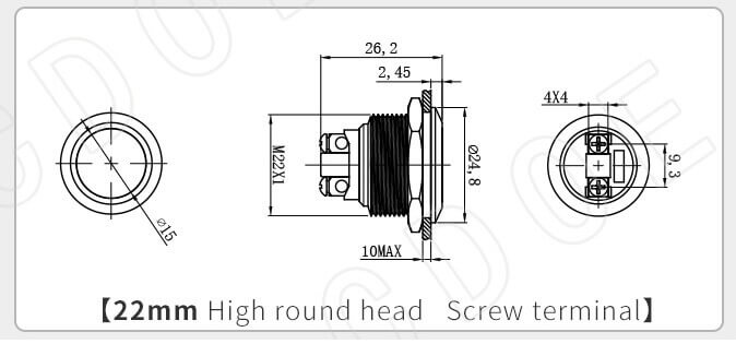 22MM METAL BUTON PASLANMAZ 1NO CD89S - Afem Elektronik