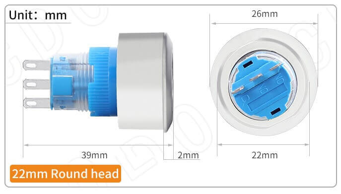 22MM YAYLI BUTON LEDLİ 24V - Afem Elektronik