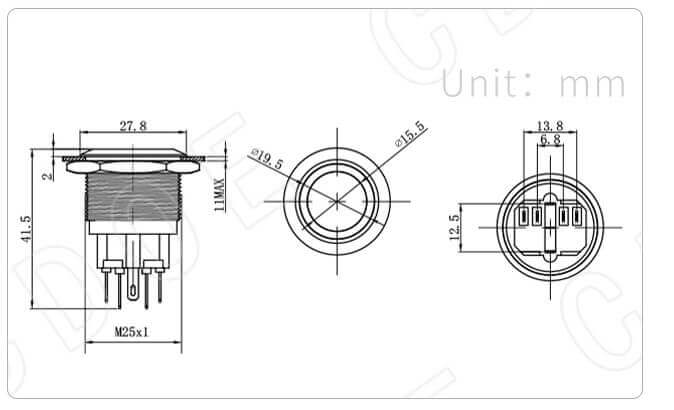 25MM METAL BUTON PASLANMAZ CDGQ25-11R - Afem Elektronik