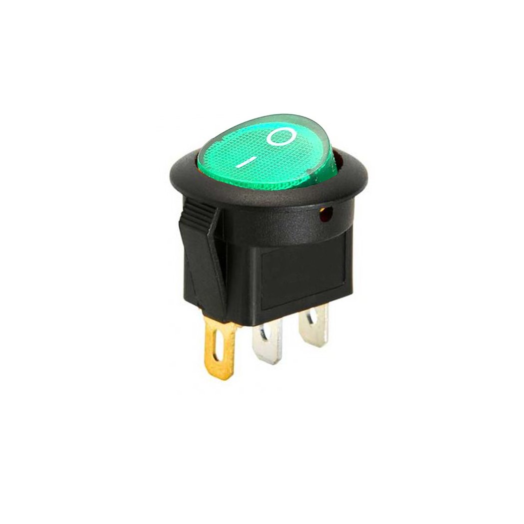 AF131A YUVARLAK IŞIKLI ANAHTAR YEŞİL 12V LED